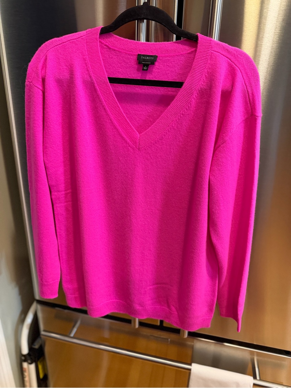 Talbots V-Neck Sweater in Vibrant Hot Pink